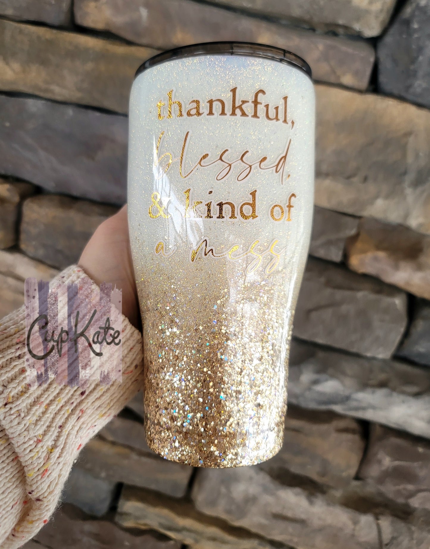 Thankful, blessed, & a mess tumbler