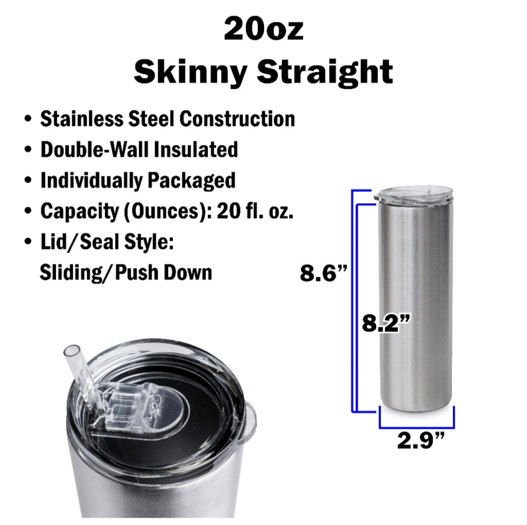 Stainless steel double walled Milwaukee image 20oz Straight Skinny Tumbler